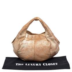 Pre Owned Givenchy Gold/Beige Pebbled Leather Hobo