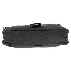 Pre Owned Givenchy Grey/Black Denim and Croc Embossed Leather Hobo