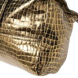Pre Owned Givenchy Metallic Gold Croc Embossed Leather Large Pandora Shoulder Bag