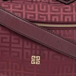 Pre Owned Givenchy Burgundy Monogram Canvas And Leather Zip Tote
