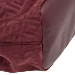 Pre Owned Givenchy Burgundy Monogram Canvas And Leather Zip Tote