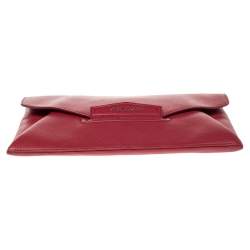 Pre Owned Givenchy Red Leather Antigona Envelope Clutch
