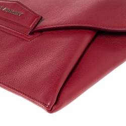 Pre Owned Givenchy Red Leather Antigona Envelope Clutch
