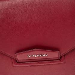 Pre Owned Givenchy Red Leather Antigona Envelope Clutch