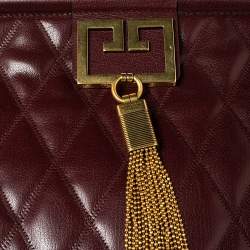Pre Owned حقيبة كتف جيفنشي جيم جلد مبطن عنابي كبيرة