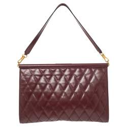 Pre Owned حقيبة كتف جيفنشي جيم جلد مبطن عنابي كبيرة