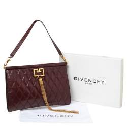 Pre Owned حقيبة كتف جيفنشي جيم جلد مبطن عنابي كبيرة