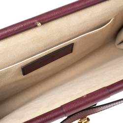 Pre Owned حقيبة كتف جيفنشي جيم جلد مبطن عنابي كبيرة