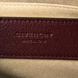 Pre Owned حقيبة كتف جيفنشي جيم جلد مبطن عنابي كبيرة