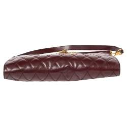 Pre Owned حقيبة كتف جيفنشي جيم جلد مبطن عنابي كبيرة