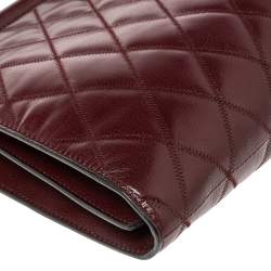 Pre Owned حقيبة كتف جيفنشي جيم جلد مبطن عنابي كبيرة