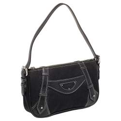Pre Owned Givenchy Black Leather And Canvas Hobo