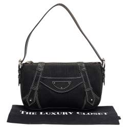 Pre Owned Givenchy Black Leather And Canvas Hobo