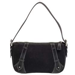 Pre Owned Givenchy Black Leather And Canvas Hobo