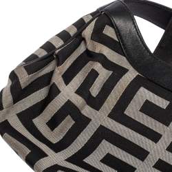 Pre Owned Givenchy Black Monogram Canvas and Leather Buckle Flap Hobo