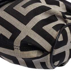 Pre Owned Givenchy Black Monogram Canvas and Leather Buckle Flap Hobo