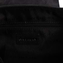 Pre Owned Givenchy Black Monogram Canvas and Leather Buckle Flap Hobo