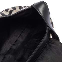 Pre Owned Givenchy Black Monogram Canvas and Leather Buckle Flap Hobo
