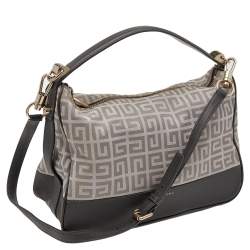 Pre Owned Givenchy Beige/Grey Monogram Canvas and Leather Hobo