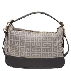 Pre Owned Givenchy Beige/Grey Monogram Canvas and Leather Hobo