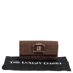 Pre Owned Givenchy Brown Monogram Canvas Long Trifold Wallet