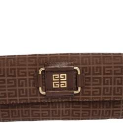 Pre Owned Givenchy Brown Monogram Canvas Long Trifold Wallet