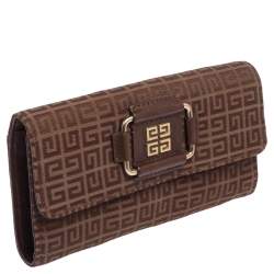 Pre Owned Givenchy Brown Monogram Canvas Long Trifold Wallet