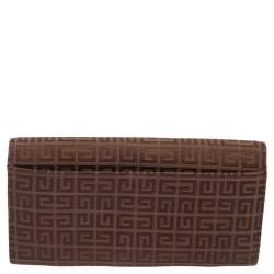 Pre Owned Givenchy Brown Monogram Canvas Long Trifold Wallet