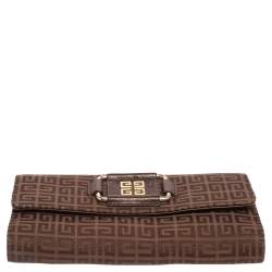 Pre Owned Givenchy Brown Monogram Canvas Long Trifold Wallet