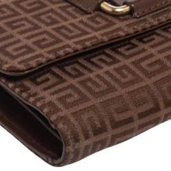 Pre Owned Givenchy Brown Monogram Canvas Long Trifold Wallet