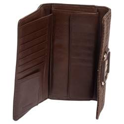 Pre Owned Givenchy Brown Monogram Canvas Long Trifold Wallet