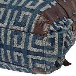 Pre Owned حقيبة كتف جيفنشي جلد ودينم بني/أزرق