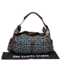 Pre Owned حقيبة كتف جيفنشي جلد ودينم بني/أزرق