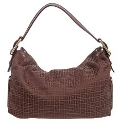 Pre Owned Givenchy Brown Signature Fabric Hobo