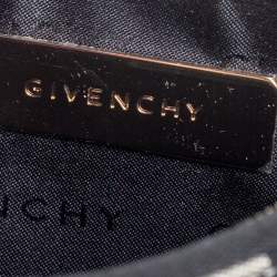 Pre Owned Givenchy Black/Grey Signature Canvas and Leather Small Baguette Bag