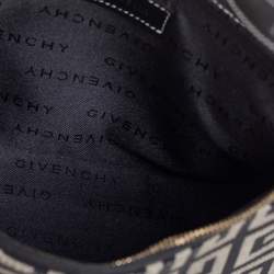 Pre Owned Givenchy Black/Grey Signature Canvas and Leather Small Baguette Bag