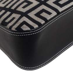 Pre Owned Givenchy Black/Grey Signature Canvas and Leather Small Baguette Bag