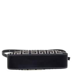 Pre Owned Givenchy Black/Grey Signature Canvas and Leather Small Baguette Bag