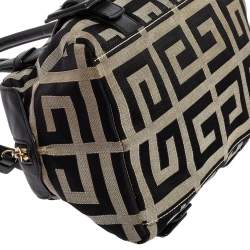 Pre Owned حقيبة ساتشل  جيفنشي جلد وكانفاس أسود / رصاصي بالشعار صغيرةة