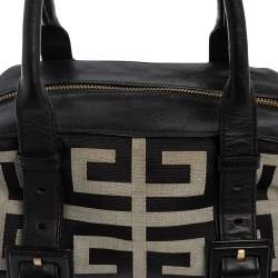 Pre Owned حقيبة ساتشل  جيفنشي جلد وكانفاس أسود / رصاصي بالشعار صغيرةة