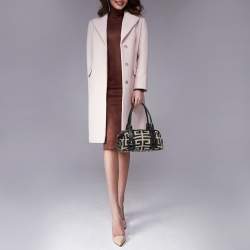 Pre Owned حقيبة ساتشل  جيفنشي جلد وكانفاس أسود / رصاصي بالشعار صغيرةة