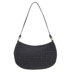 مملوكة مسبقًا حقيبة كتف جيفنشي جلد وكانفاس أسود مزينة دلاية بشراشيب