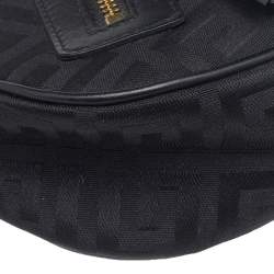 مملوكة مسبقًا حقيبة كتف جيفنشي جلد وكانفاس أسود مزينة دلاية بشراشيب