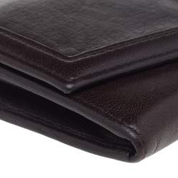 Pre Owned Givenchy Brown Leather Flap Continental Wallet