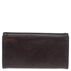 Pre Owned Givenchy Brown Leather Flap Continental Wallet