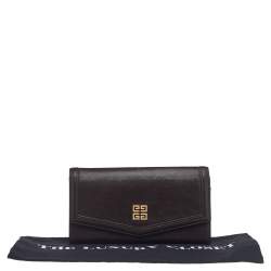 Pre Owned Givenchy Brown Leather Flap Continental Wallet
