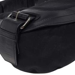Pre Owned Givenchy Black Leather And Canvas Buckle Hobo