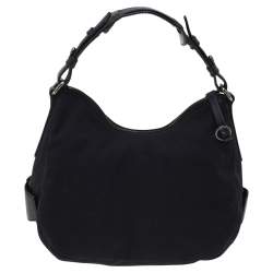 Pre Owned Givenchy Black Leather And Canvas Buckle Hobo