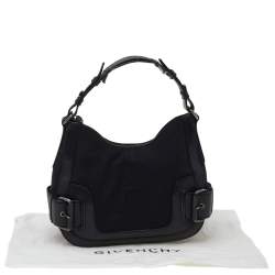 Pre Owned Givenchy Black Leather And Canvas Buckle Hobo