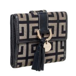 مملوكة مسبقًا Givenchy Grey/Black Signature Canvas and Leather Compact Wallet